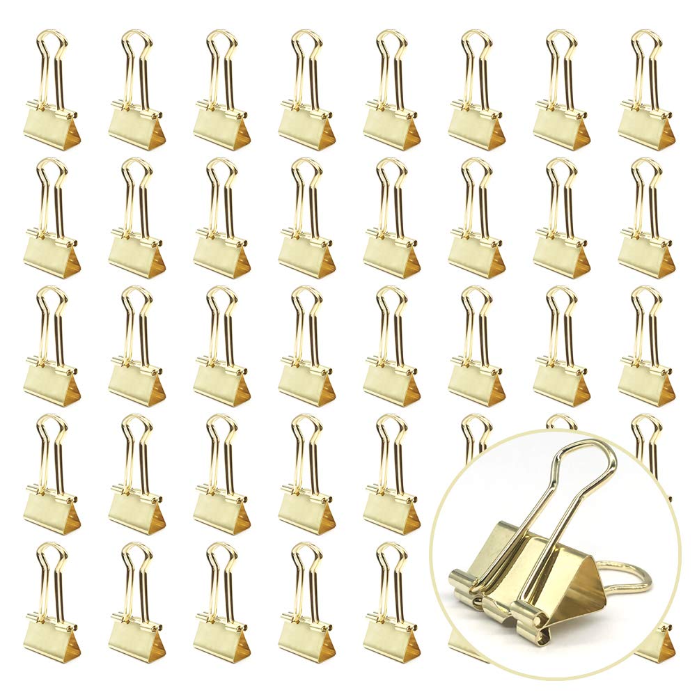 Gold Binder Paper Clips - Small, 3/4 inch Width Clips for Office School Supplies, 80 Pack