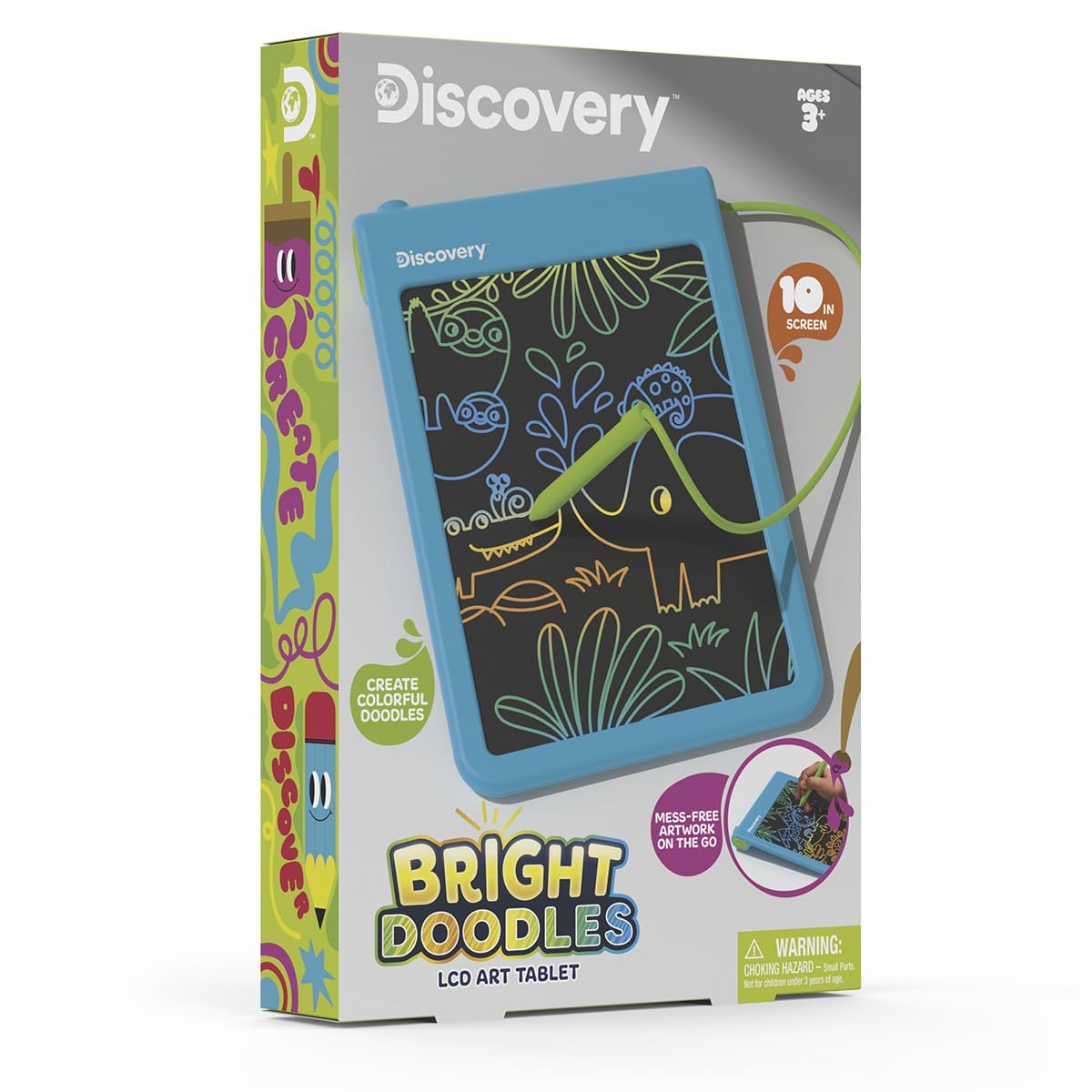 Discovery™ Bright Doodles LCD Art Tablet - Mess-Free Colorful Drawing Pad & Tethered Stylus| Widescreen Display| LCD Writing Tablet for Kids| Arts & Crafts Toy| Toddler Learning Toy| Doodle Board Gift