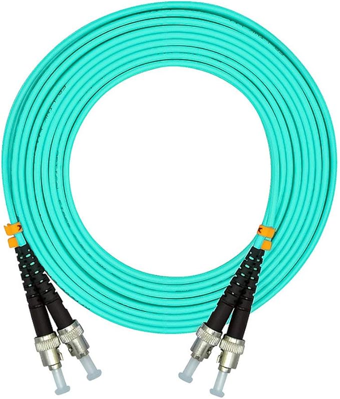 Jeirdus 50Meters 160ft ST to ST Duplex 50/125 10G OM3 Multi-Mode Fiber Optic Cable Jumper Optical Patch Cord ST-ST