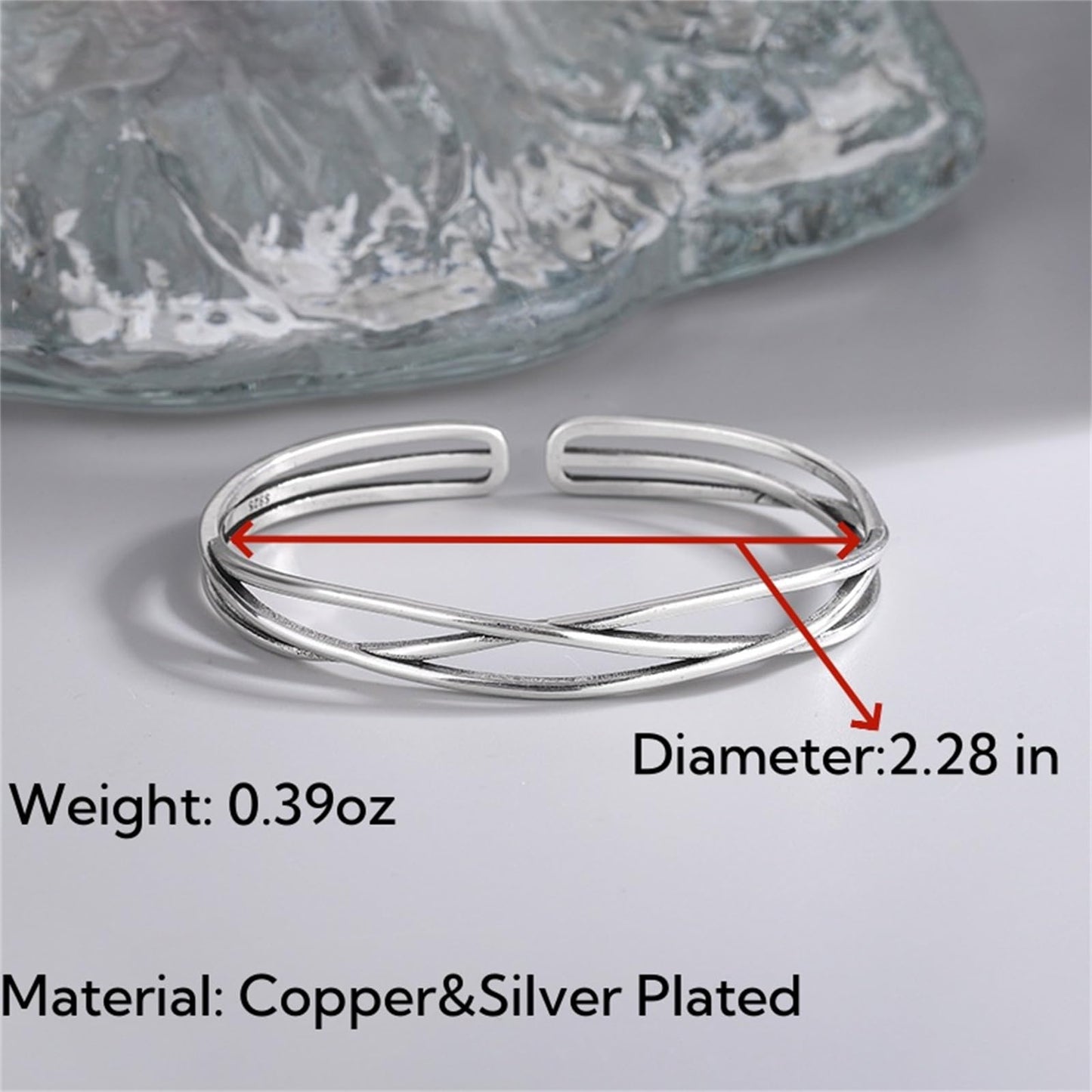 Handmade 925 Sterling Silver Bangle Bracelets For Women Hollow Layered Cuff Bangles Geometric Line Bangle Bracelets Open Adjustable Bangles For Women Minimalist Statement Bangle Christmas Gifts
