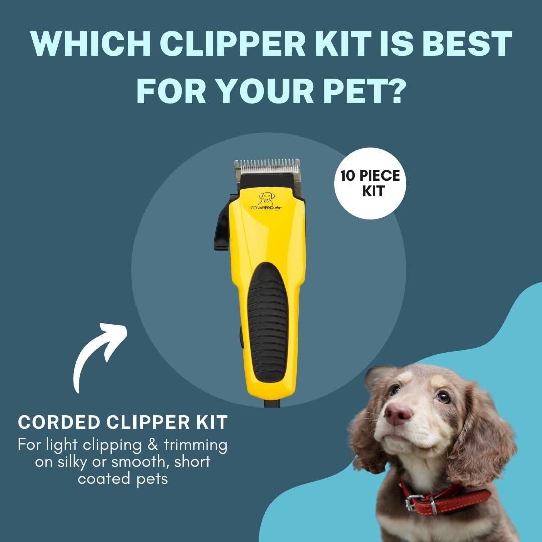 CONAIRPROPET Pet Grooming Kit with Clippers, 10-Piece Set for At-Home Grooming