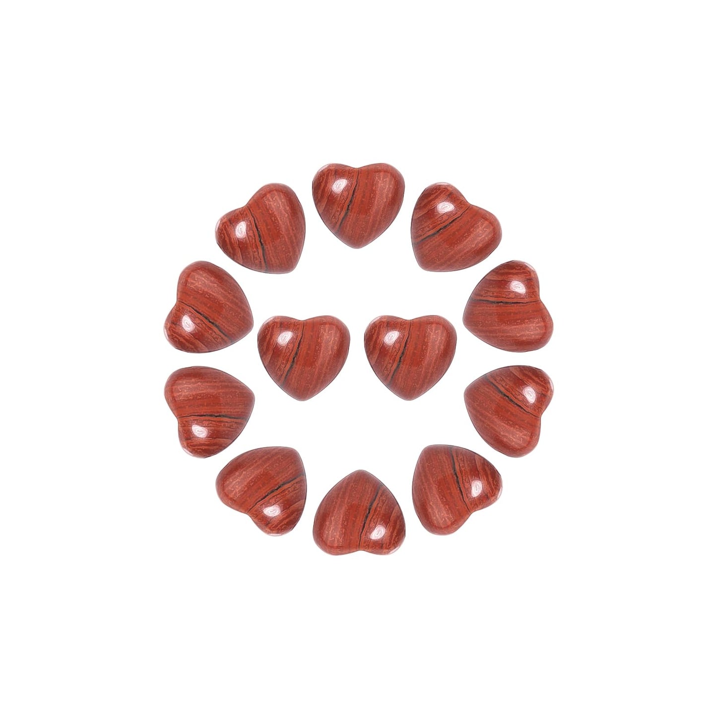Yochus 5pcs Red Jasper Natural Heart Stone Beads，12mm Healing Energy Gemstone for Jewelry Making Earring Necklace DIY