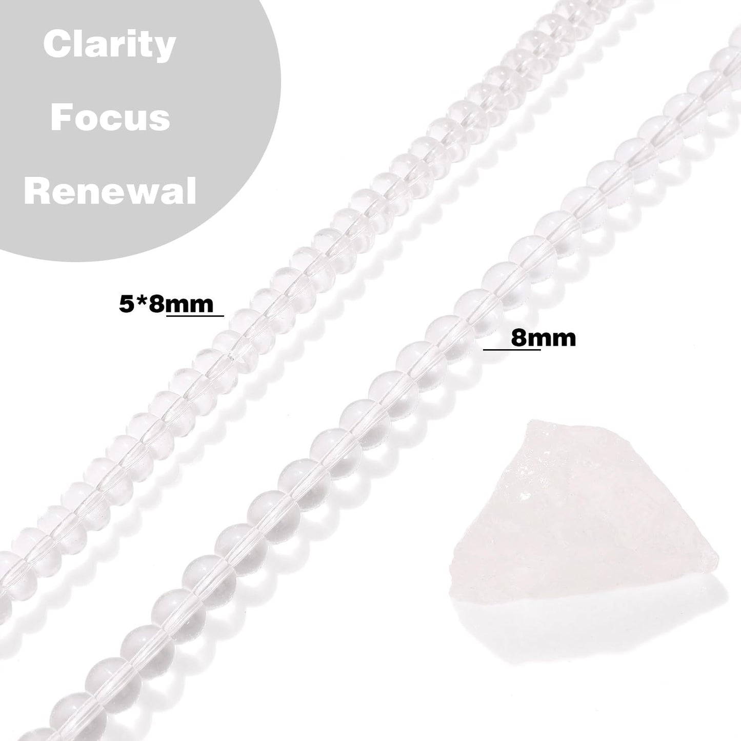 Raicegs 100pcs 8mm Clear Quartz Beads Natural Gemstone Beads Round Loose Beads for Jewelry Making DIY Bracelets Necklace