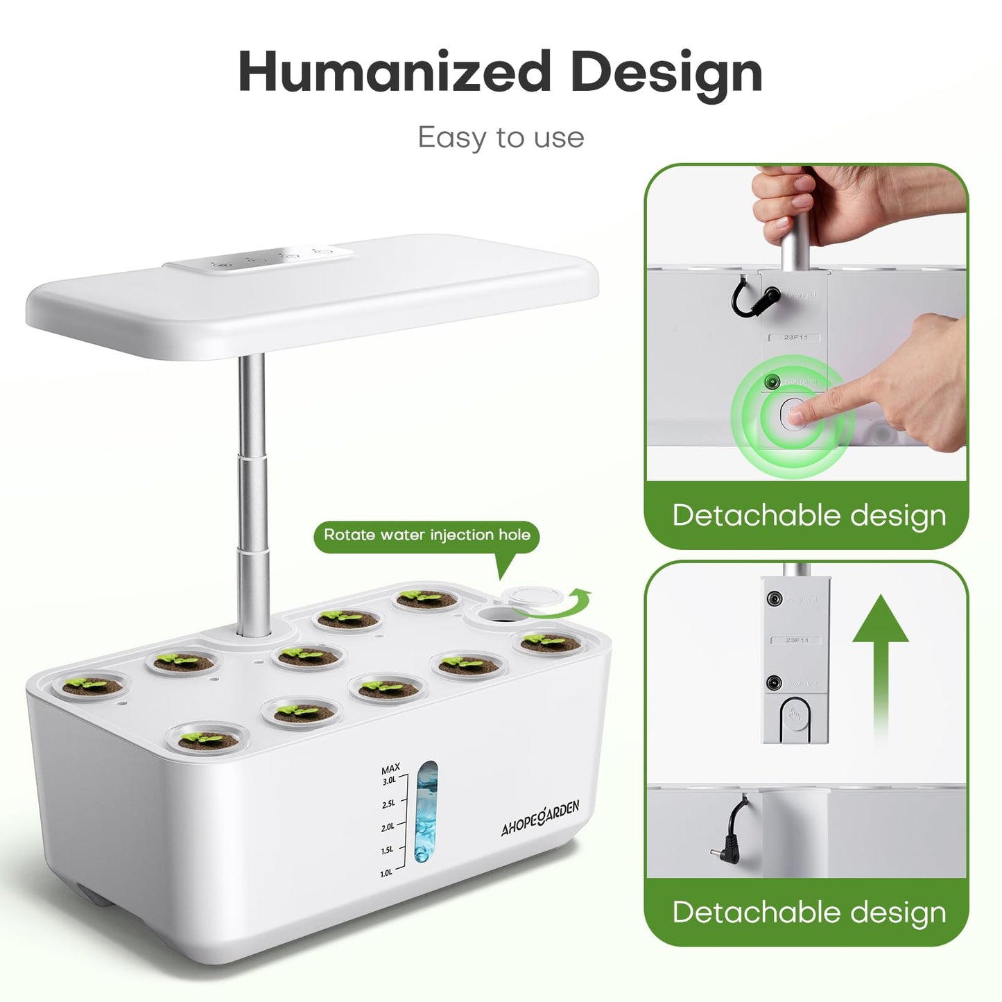 Ahopegarden Indoor Garden Hydroponics Growing System: 10 Pods Plant Germination Kit Herb Vegetable Growth Lamp Countertop with LED Grow Light - Hydrophonic Planter Grower Harvest Lettuce