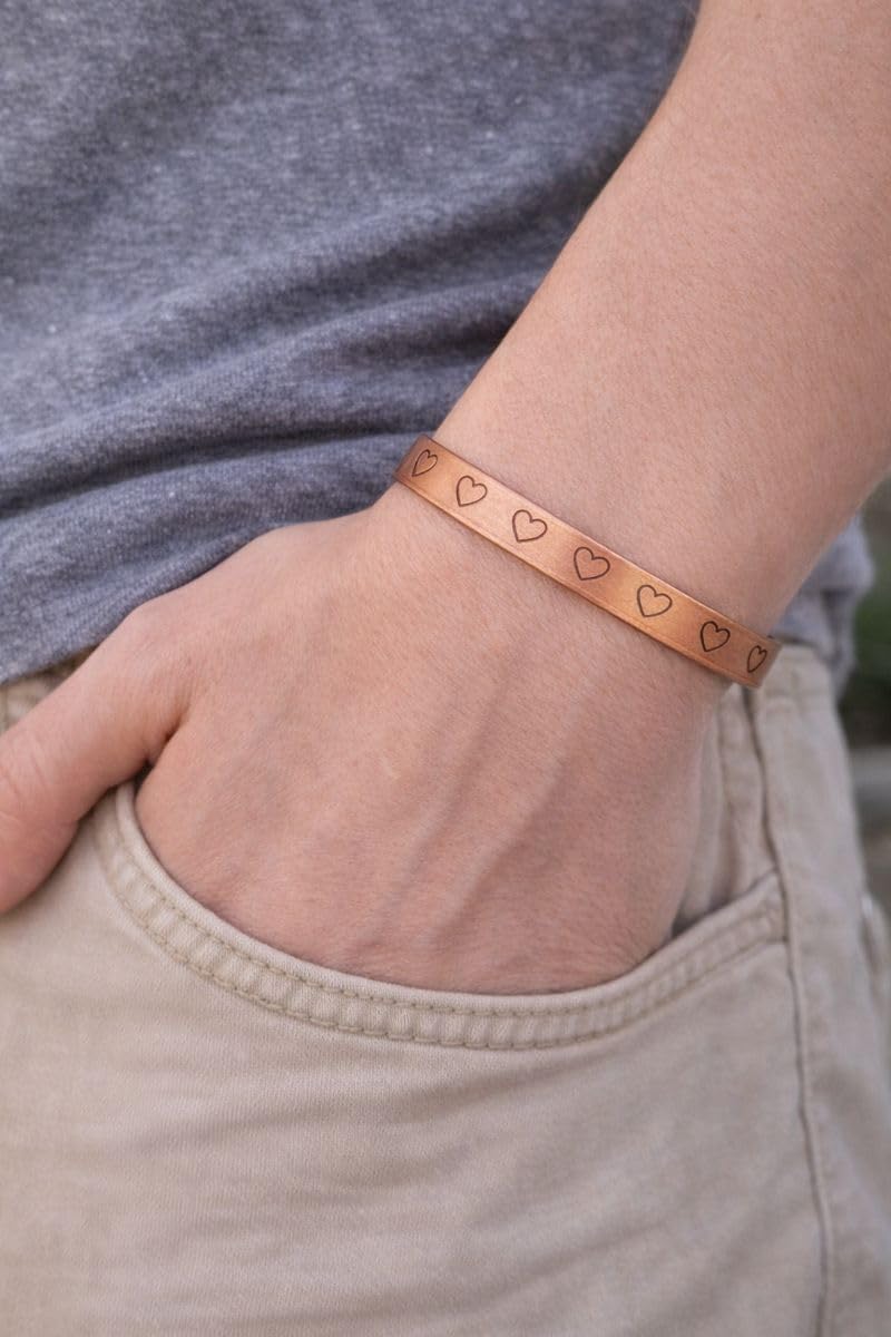 Touchstone - Symbolic Love Heart Shape - Copper Bracelet Tibetan Style. Hand Forged with Solid and high Gauge Pure Copper.KRBRA149-01-C_REM