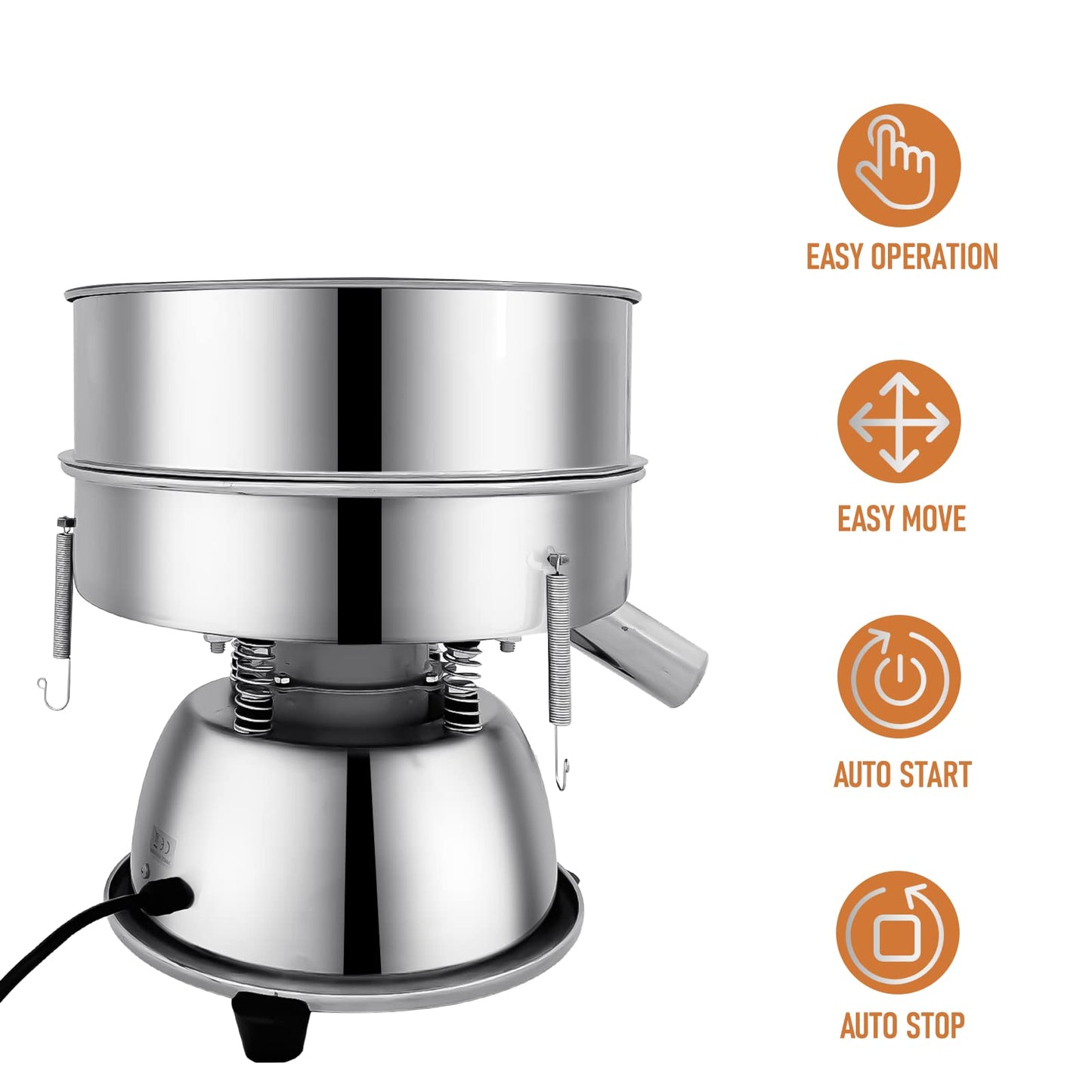 Sidasu Automatic Powder Sifter Machine 12 Mesh 80 Mesh Automatic Sieve Shaker Vibrating Machine 110V Stainless Steel Sieve Shaker Machine with 2 Screens, Sieve Shaker Machine for Flour Powders