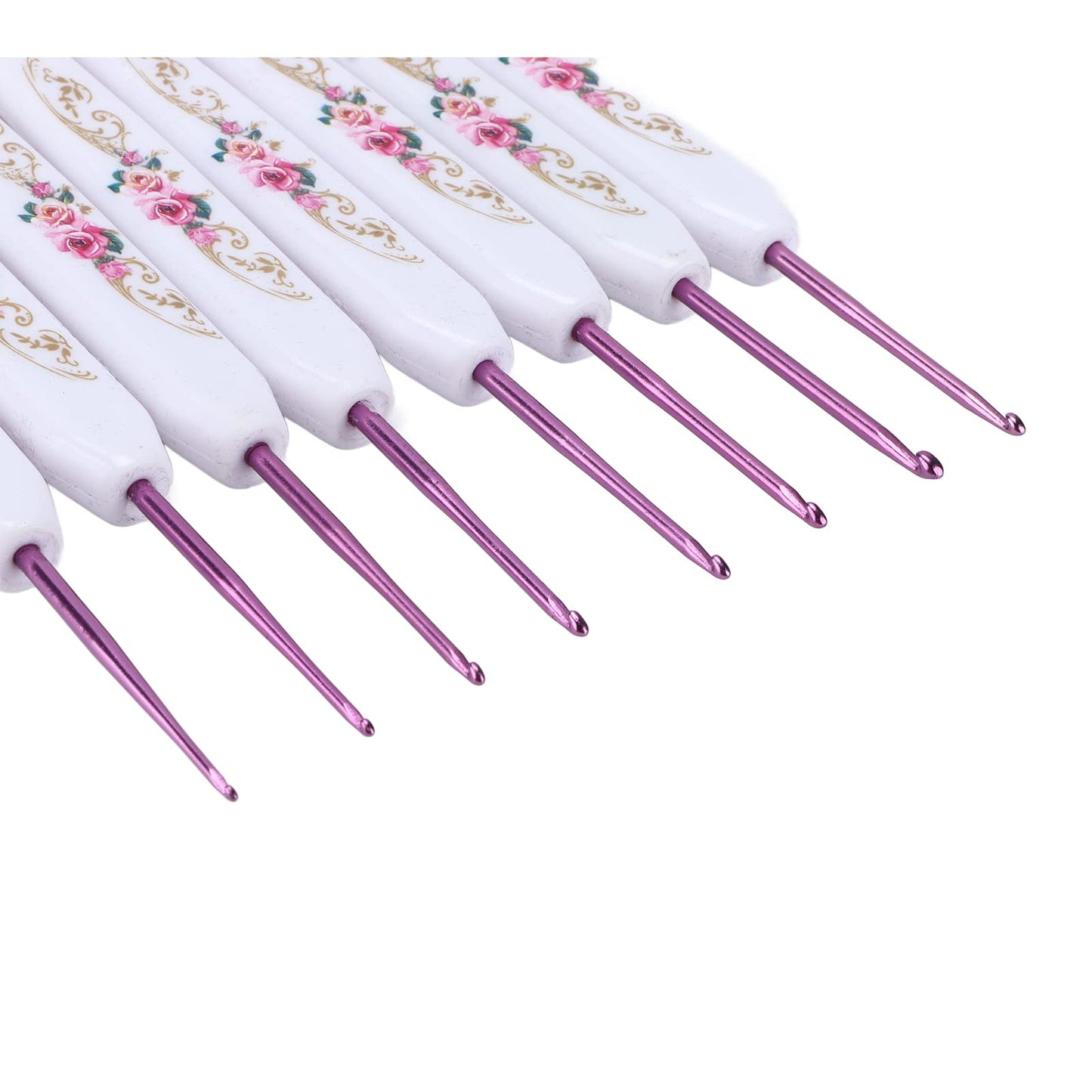 Crochet Hooks Needles,16 Pcs Cute Needles for Arthritic Hands,Extra Long Chinese Style Crochet Hook Set Flower Pattern Ergonomic Soft Grips Knitting Hook for Crochet Yarn Craft (Pink)
