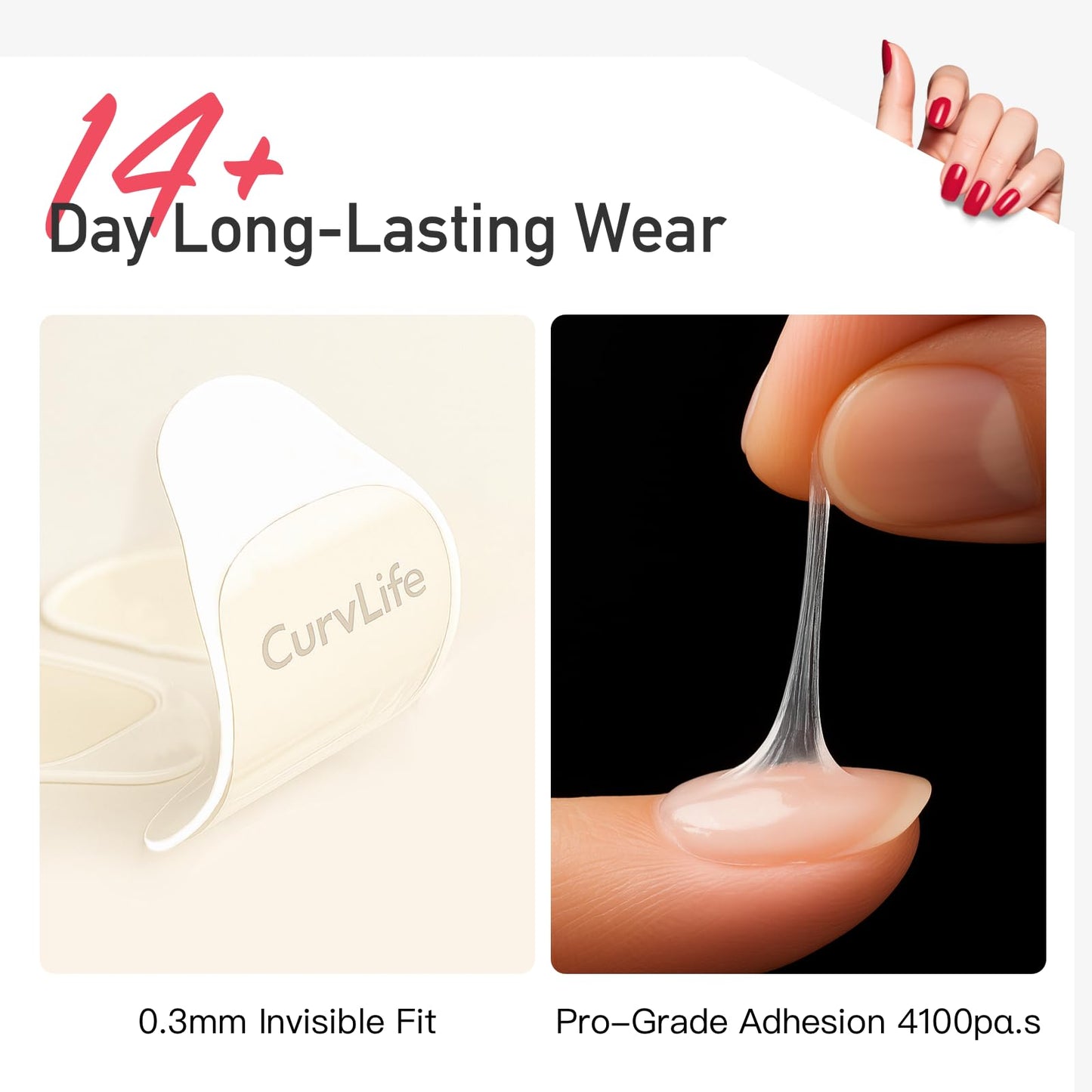 Curvlife CareHold Pro Nail Adhesive Tabs for Press On Nails – 10 Sheets, 15 Sizes Extra Wide 0.3mm Ultra Thin Double Sided Sticky Tabs, Clear Nail Stick Ons for Daily Wear and Gentle Removal