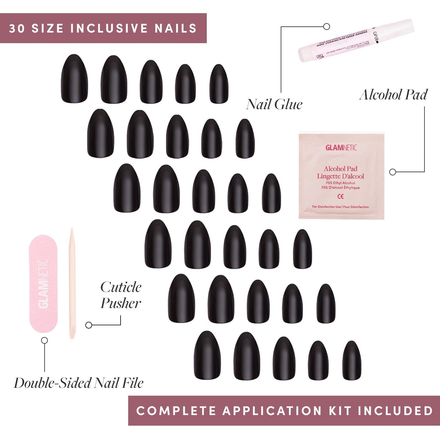 Glamnetic Press-On Nails Bundle - Emerarld Green & Boba | Opaque Deep Green Almond False Nails | Opaque Black Almond Fake Nails | Reusable, Salon-Quality Nail Kits