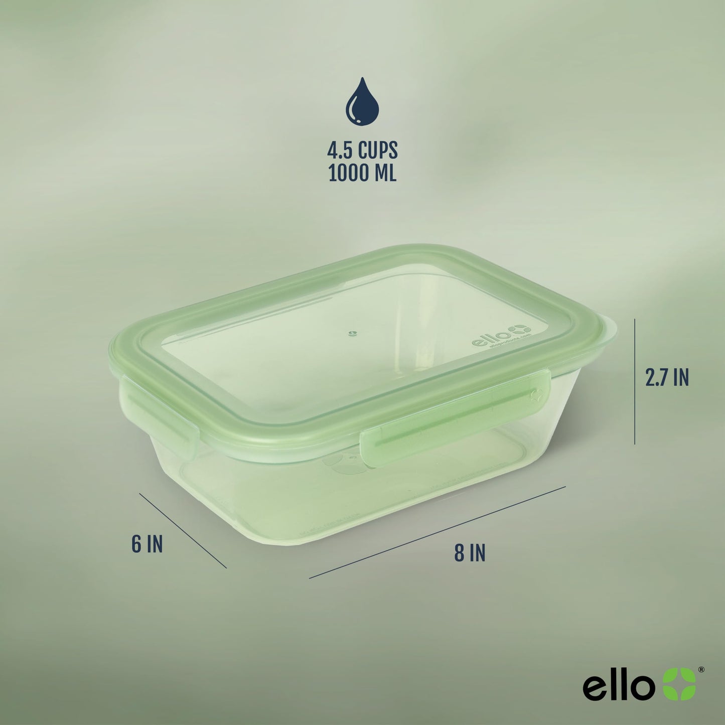 Ello Snap & Nest 10-Piece 4.5 Cup Plastic Meal Prep Set, Reusable Food Containers for Healthy Eating, Freezer, Dishwasher Safe, Sage