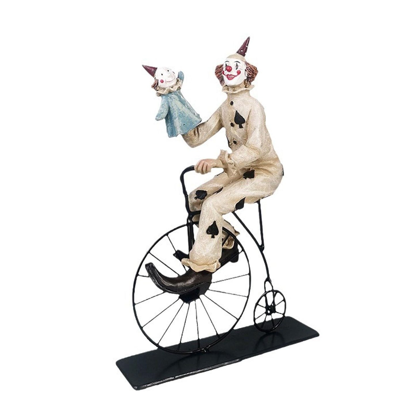 SXSZZXL Clown Statue 12 Inch Creative Circus Clown Resin Sculpture Handmade Crafts Tabletop Decoration for Halloween Home Decor (Large)