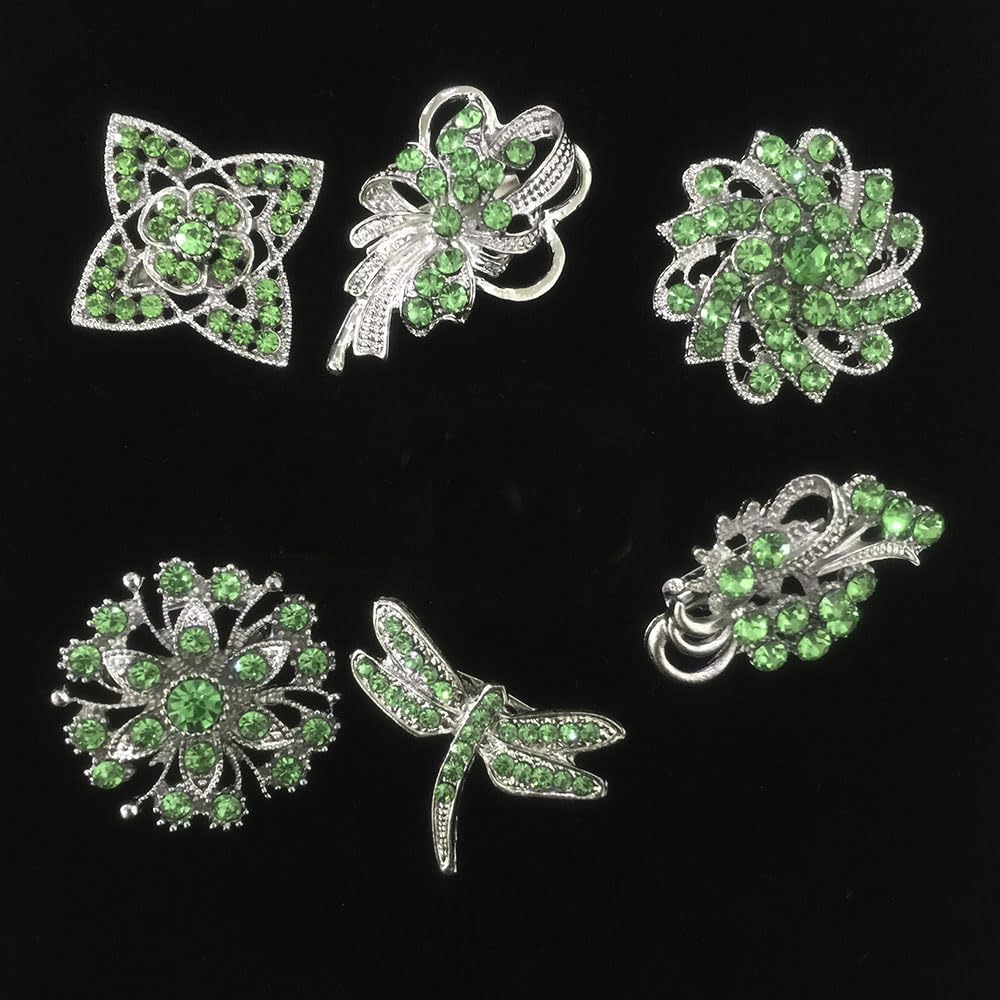 Ezing Lot 24pc Shining Rhinestone Crystal Brooches Pins DIY Wedding Bouquet Kit (F)