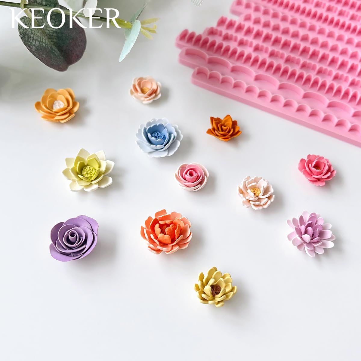 Keoker Polymer Clay Flower Petal Line Cutter, Shape Polymer Clay Cutters to Make 3D Flowers, Polymer Clay Petal Tool