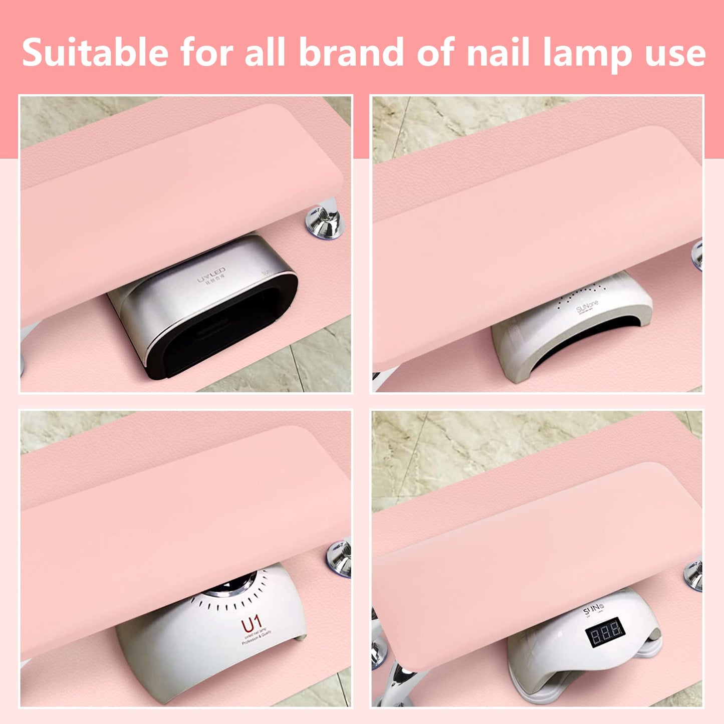 Nail Arm Rest for Acrylic Nails with Nail Table Mat, Microfiber Leather Nail Hand Rest Cushion for Nails, Soft Hand Pillow Footstool with Foldable Nail Art Hand Rest Pad for Nail Tech Use (Pink)