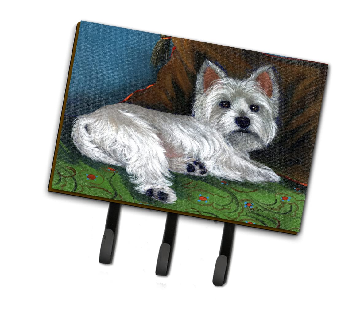 Caroline's Treasures PPP3287TH68 Westie Wake Up Leash or Key Holder, Wall Hooks, Key Hooks Holder, Coat Rack Wall Mount, Coat Hooks, Hooks for Hanging Keys, Towels, Aprons, Leashes,