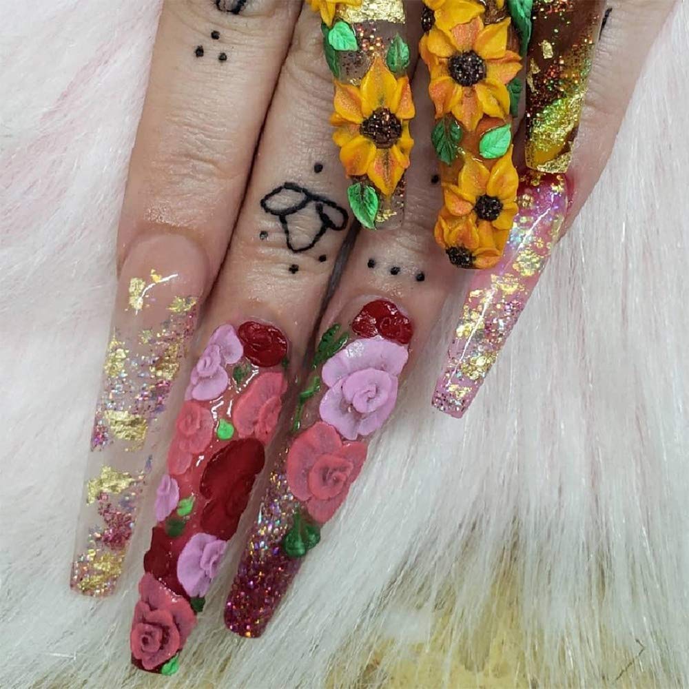120 Pcs Stiletto Nail Tips Extra Long Sharp False Nail Art Tips Acrylic Fake Nail Tools Kit for Cosplay Bride (Natural)