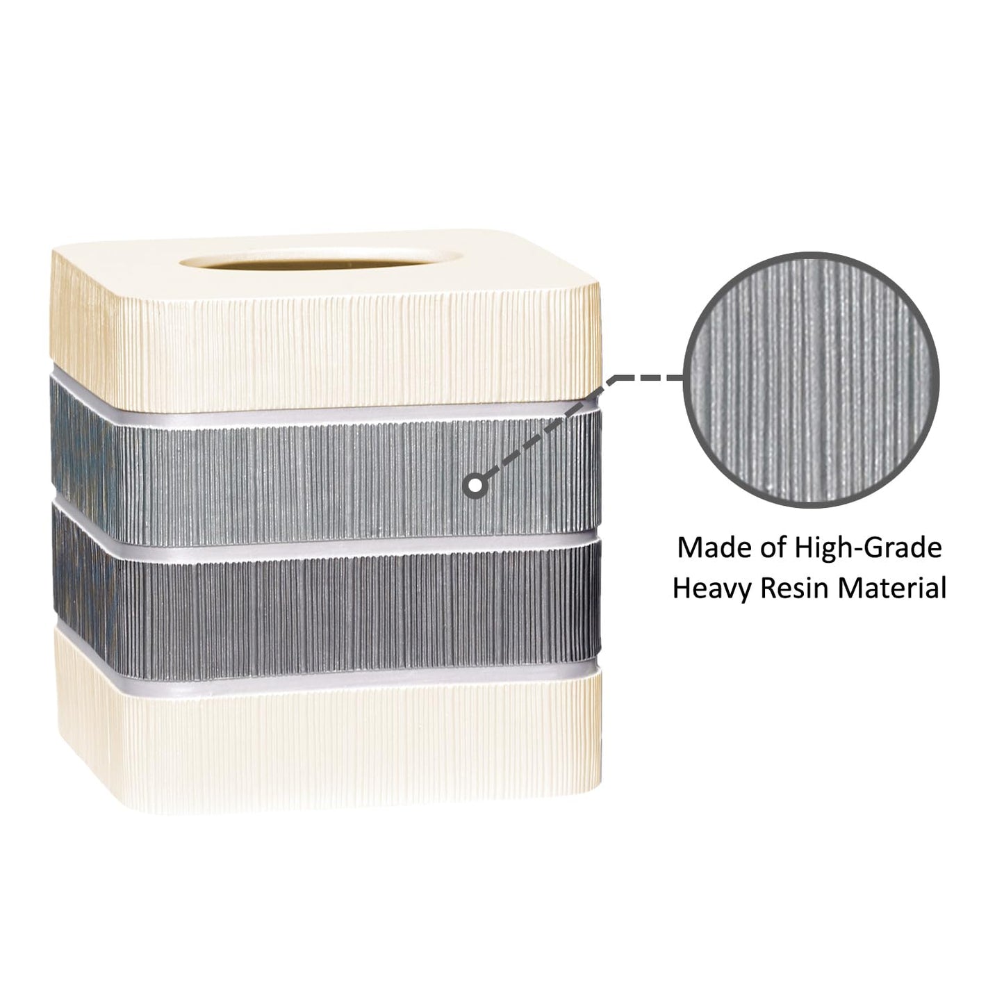 Resin Tissue Box Cover for Modern Home Decor - Minimalist Square Tissue Box Holder for Guest Room, Bedroom, Bathroom, Tabletop & Office - Durable and Aesthetic Tissue Holder, Modern