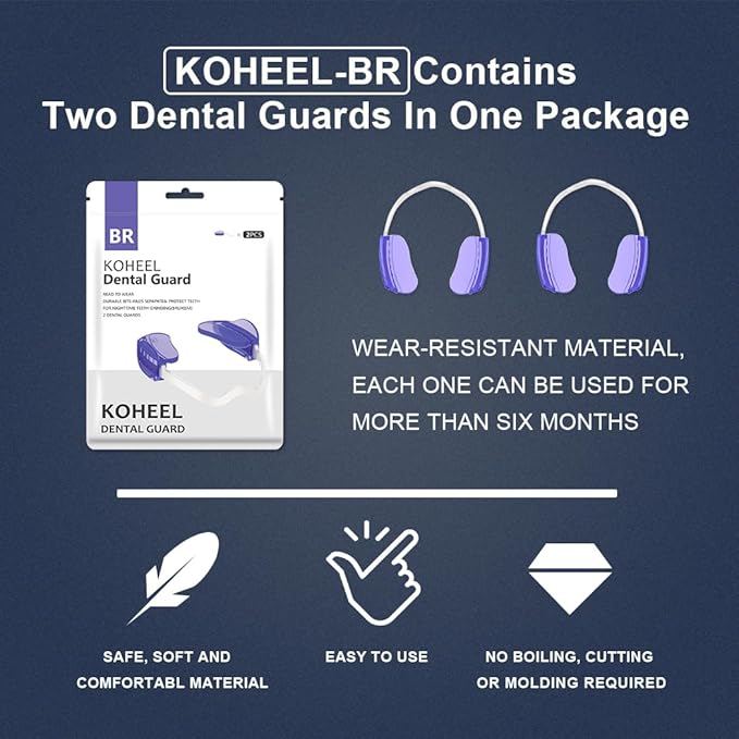 KOHEEL Mouth Guard for Teeth Grinding, Adjustable Night Guard, Stops Bruxism Dental Guard (6 Count)