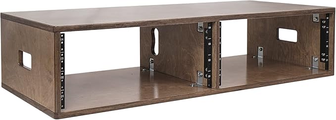Sound Town DIY 2 x 4U Studio Rack with Baltic Birch Plywood, Weathered Brown for Recording Room, Home Studio (SDRK-D4B)