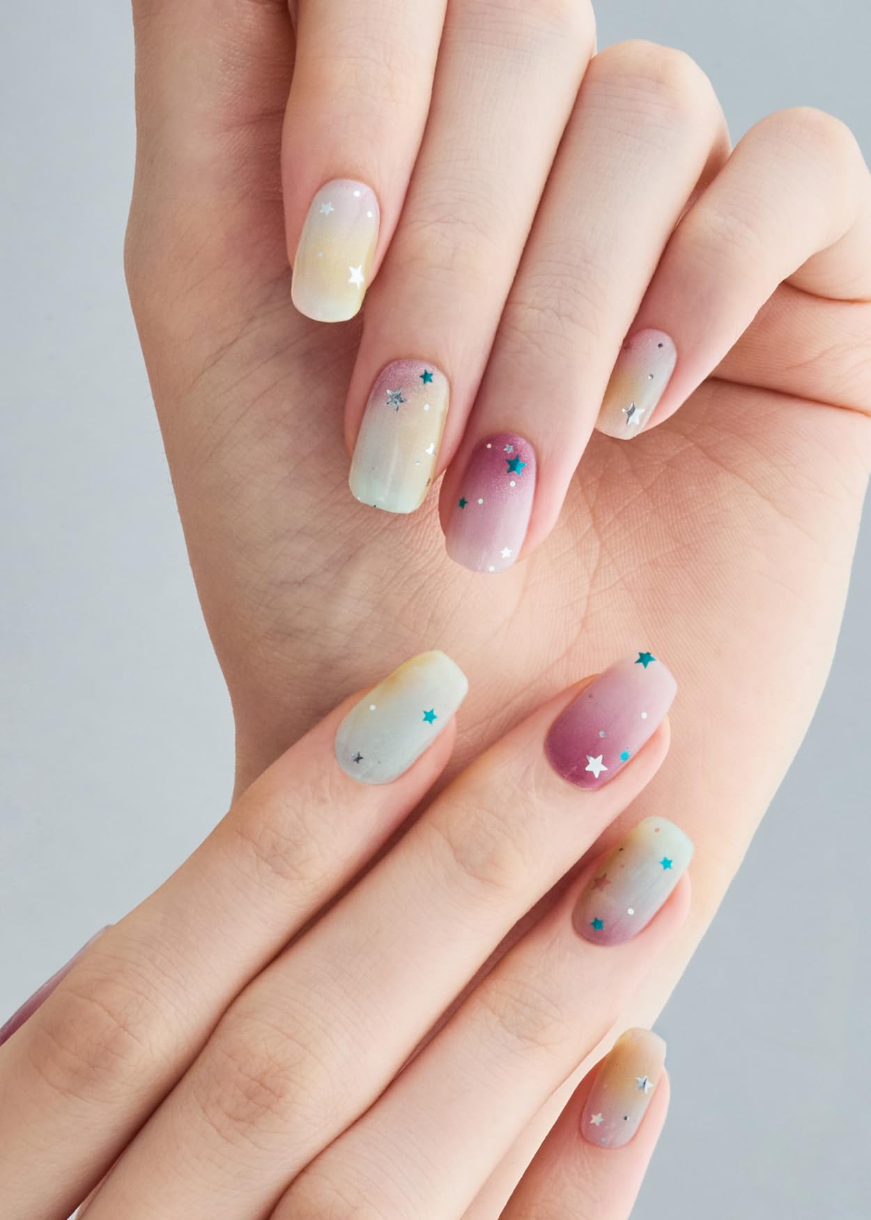 ohora Semi Cured Gel Nail Strips (N Starry Pop) - Works with Any Lamps, Salon-Quality, Long Lasting, Easy to Apply & Remove - Includes 2 Prep Pads, Nail File & Wooden Stick