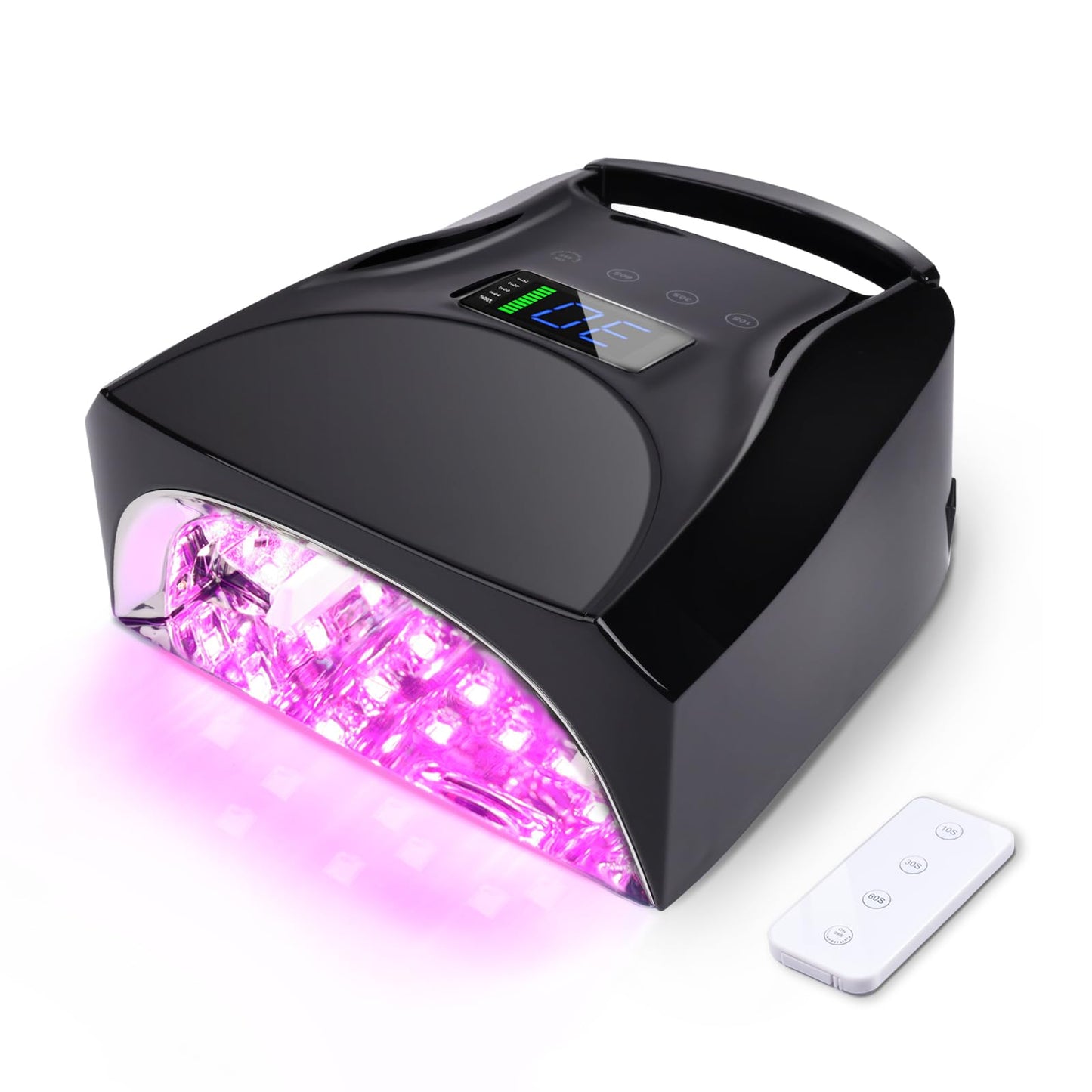 BIDUO 52 LEDs Cordless UV Nail Lamp, 96W High Power, Magnetic Mirror Base,Thumb Light,4 Timers, Auto Sensor, Key Sound, Built-in Cooling Fan,Remote Control Professional UV Light for Gel Nails(Black)