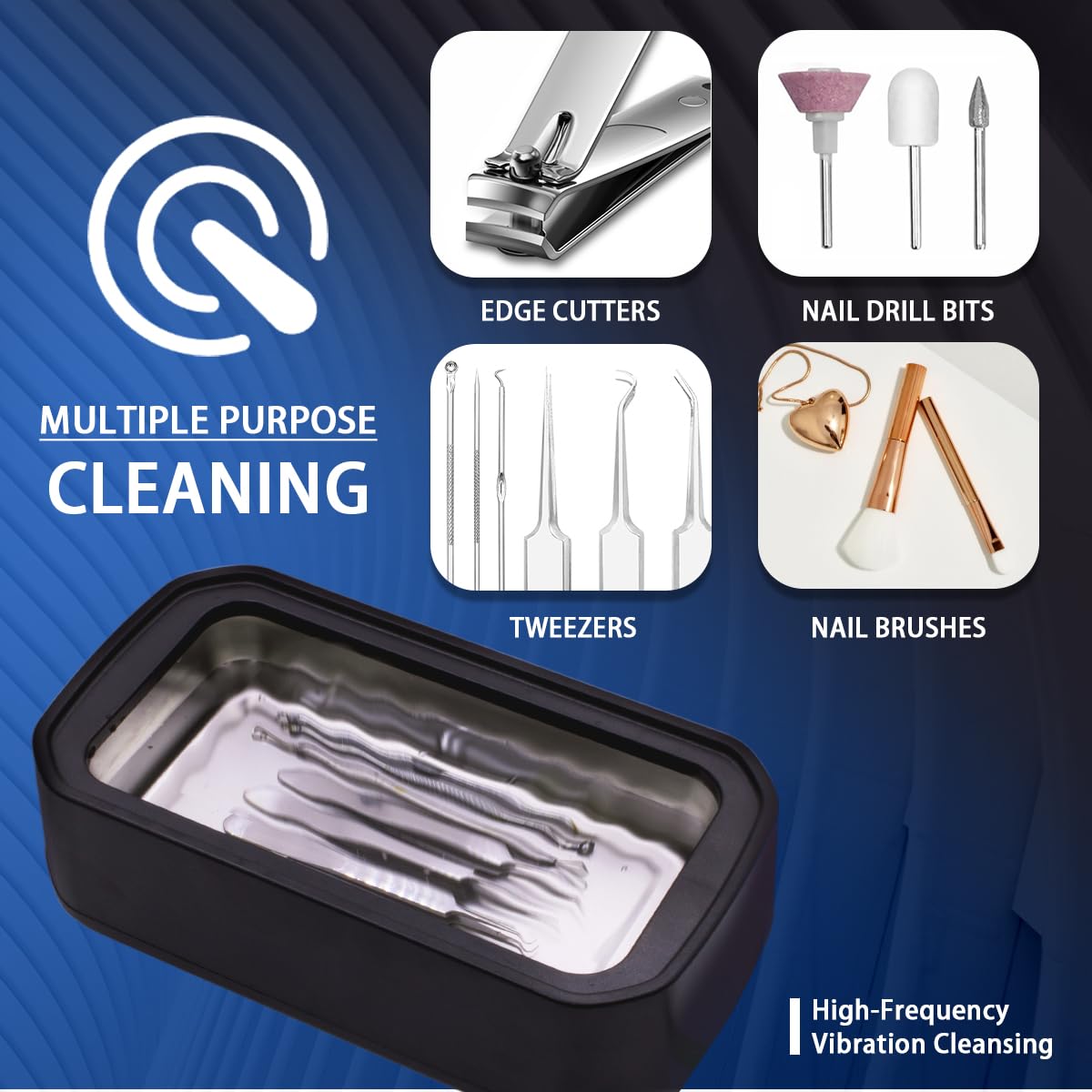 Pinkiou Nail Tool Cleaning Machine, 3 Timer Modes Nail Tool Sterilizer for Nail Drill Bits, Nail Art Brush, Nail Clipper, Makeup Brush, Jewelry Cleaning, Salon for Home Use, 22oz(650ML)
