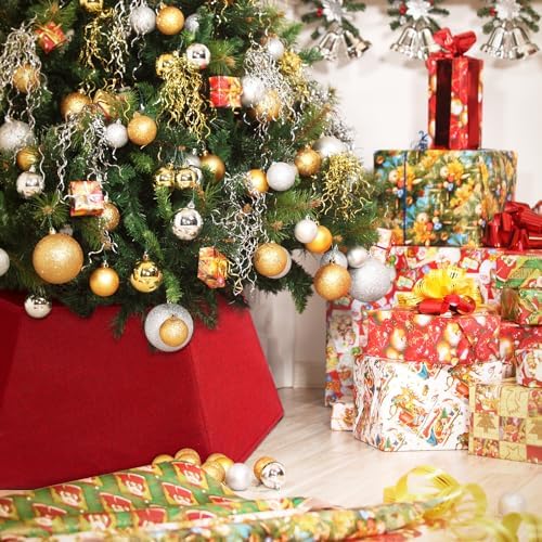 EverMerry Christmas Tree Skirt 26?€??€? Christmas Tree Skirts Collar Stand, Foldable Christmas Tree Ring for Artificial Trees Christmas Tree Decor Base Cover & Holiday Decor & Party, Red
