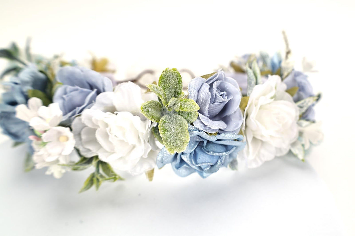 PoshMyra Dusty Blue Flower Crown for Girls Birthday Party Floral Headband Photo Prop