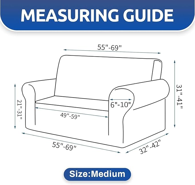 XINEAGE 2026 New 1 Piece Couch Covers for 2 Cushion (55"-69") Stretch Loveseat Sofa Cover Slipcover Jacquard Universal Furniture Protector with Elastic Bottom for Kids,Dog (Loveseat, Khaki)