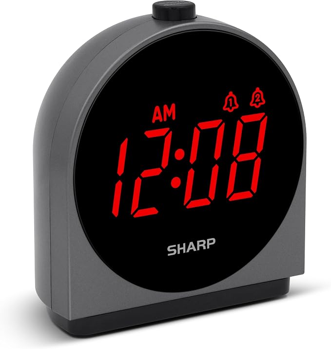 Sharp Digital Alarm Clock, USB-C & USB Charging, Dual Alarm, Large Display