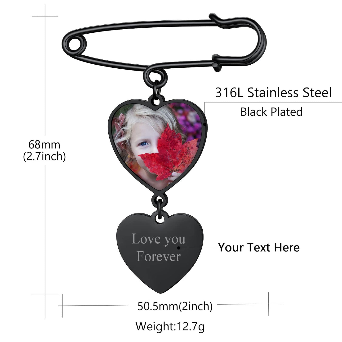 Custom4U Personalized Wedding Pin Custom Memorial Picture Brooch Pins Boutonniere for Bride
