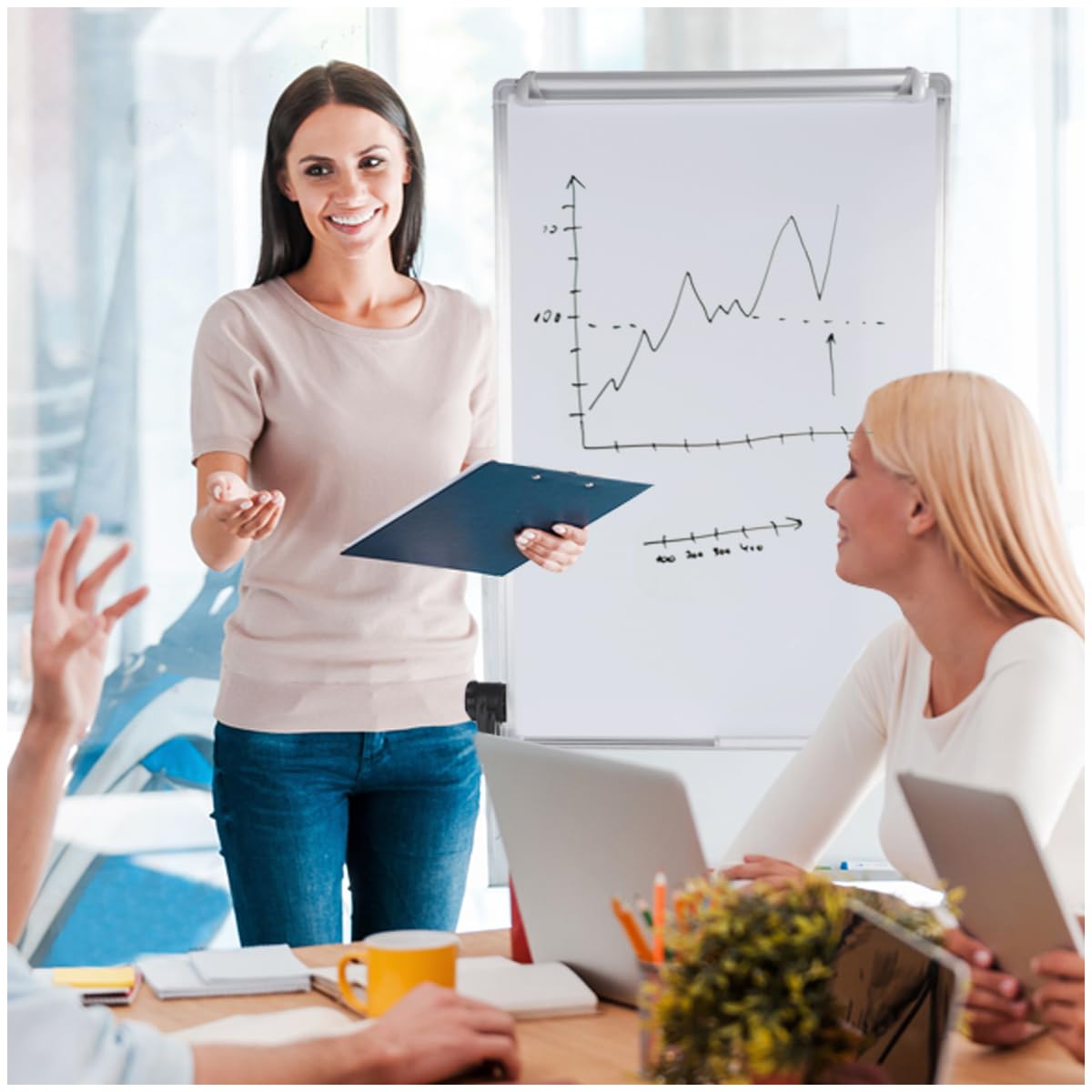 Dry Erase Board with Stand, Double Sided Magnetic Whiteboard, 24 x 36 Portable Height Adjustable White Board with Aluminium Frame
