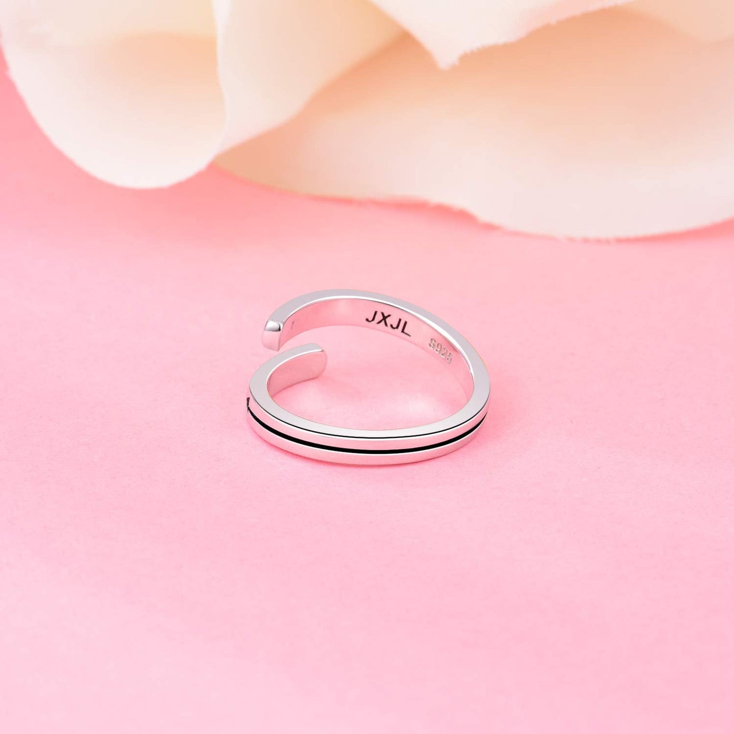 Silver Adjustable Ring Inspirational Jewelry S925 Sterling Wrap Open Ring for Women (I am enough)