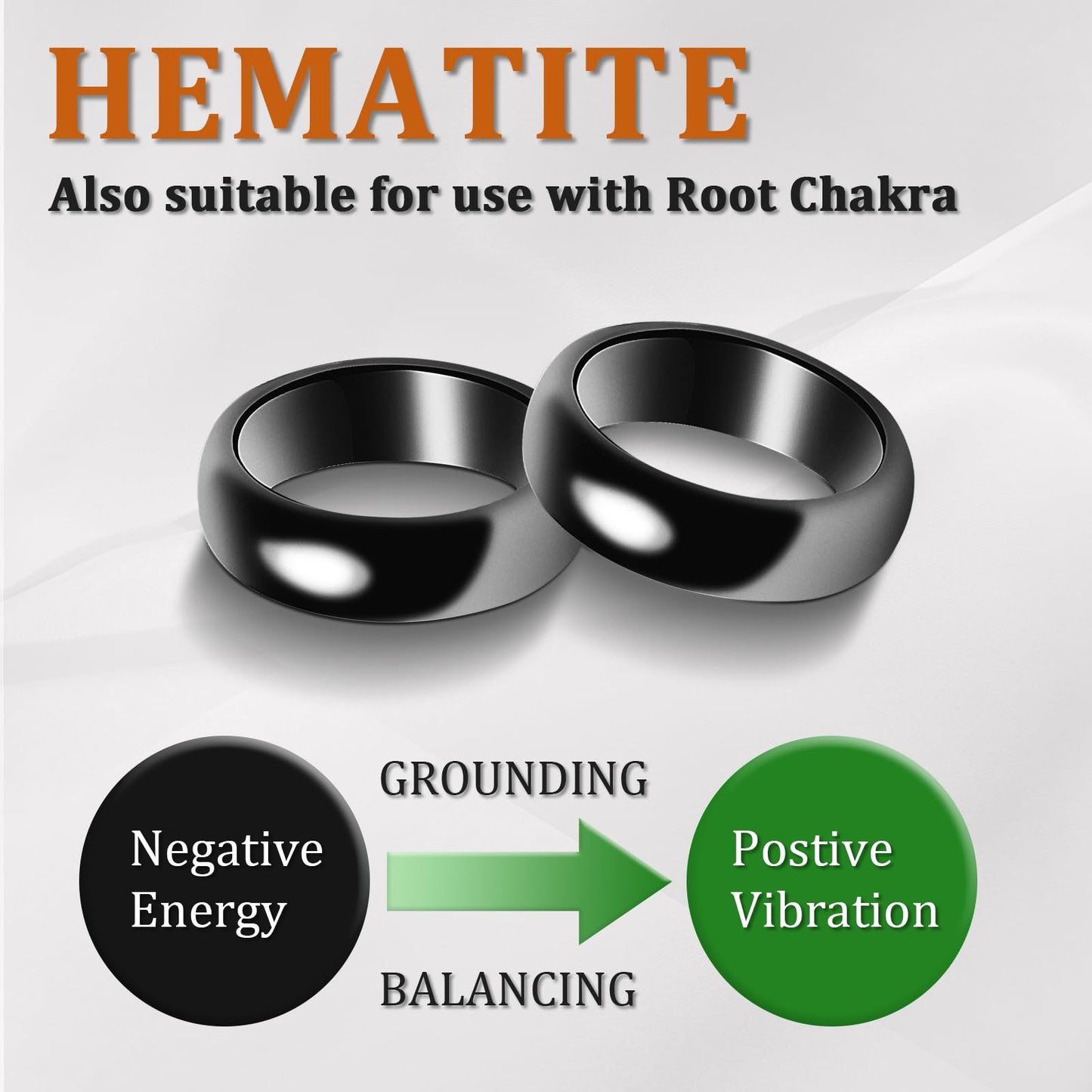 Fashtour Genuine Magnetic Hematite Rings, 3 per Order, Black Hematite Ring, Magnetic Ring for Men and Women (Size 5#)