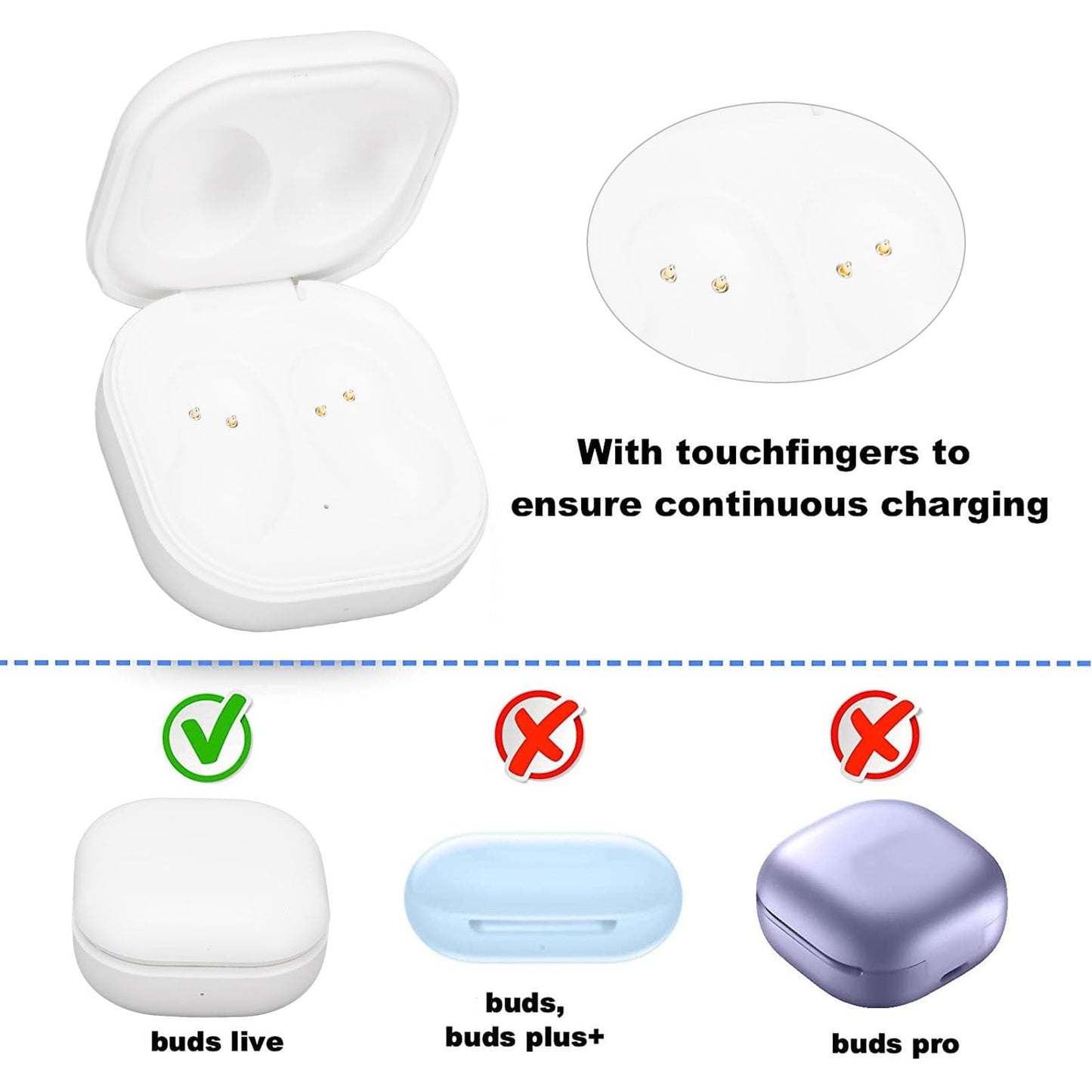 Wired Charging Case for Buds Live R180, Replacement Charger Dock Station Compatible with Buds Live R180 Bluetooth Earbuds, 600mAh Battery, NO Earbuds, White