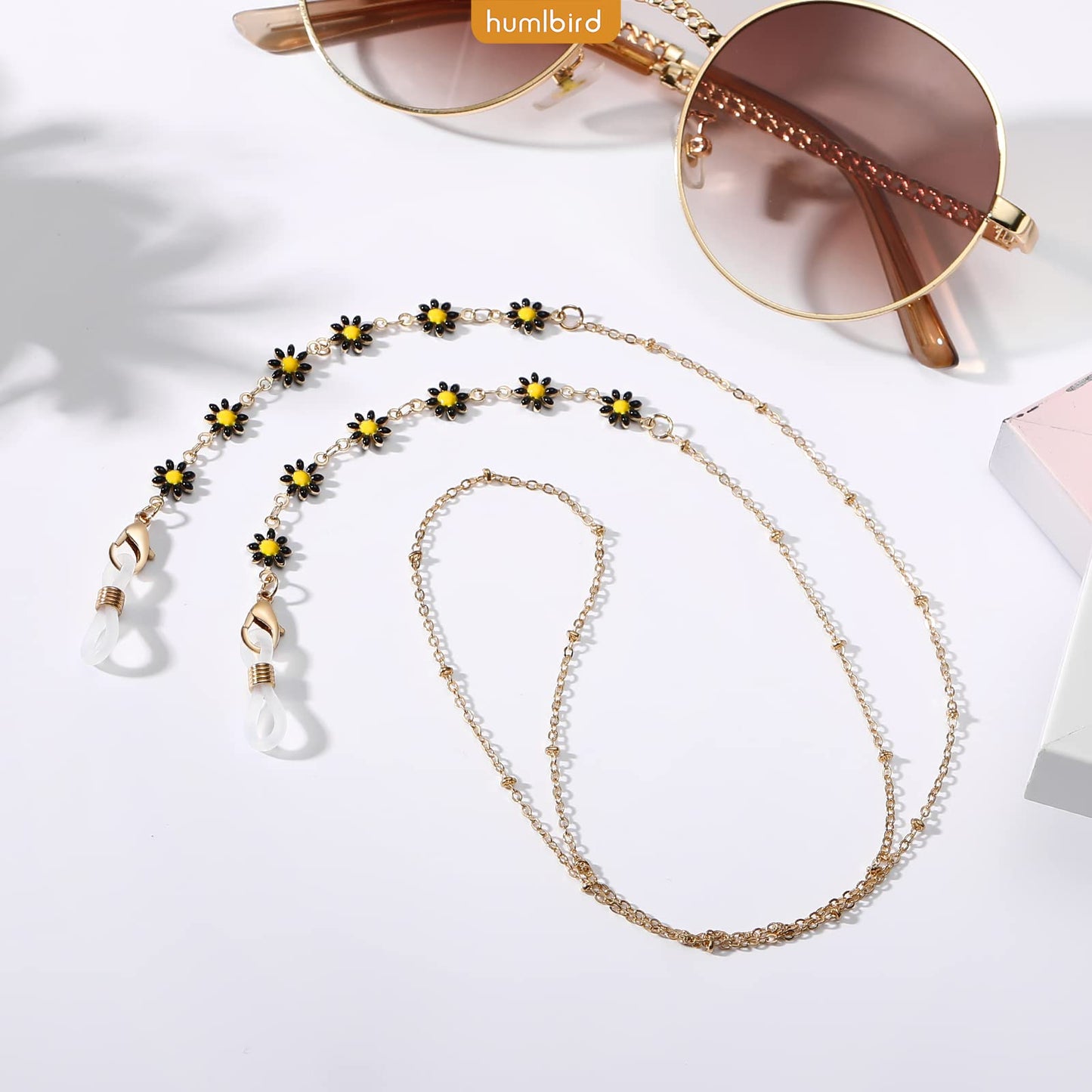humlbird Eyeglass Chain for Women Stylish Mask Lanyard Flower Mask Chain Eye Glasses Holder Strap Black