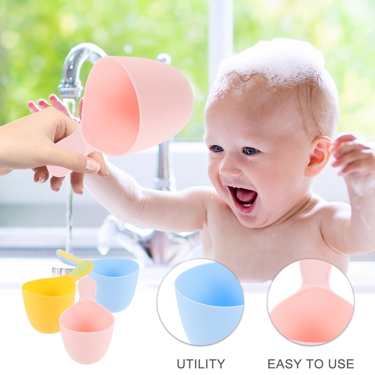 CHILDWEET 3pcs Bath Ladle Multi-purpose Water Scoops for Portable Water Dippers for Bathing Rinsing and Essential Bathroom Utensils