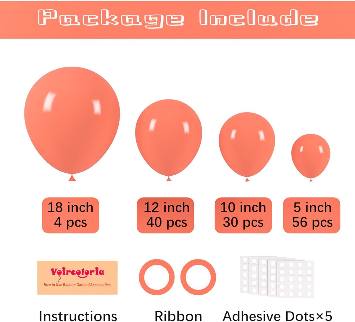130pcs Coral Red Balloons Different Sizes 18" 12" 10" 5" Pastel Red Latex Balloon Garland Arch Kit for Birthday Baby Shower Graduation Wedding Valentine's Day Christmas Party Decorations