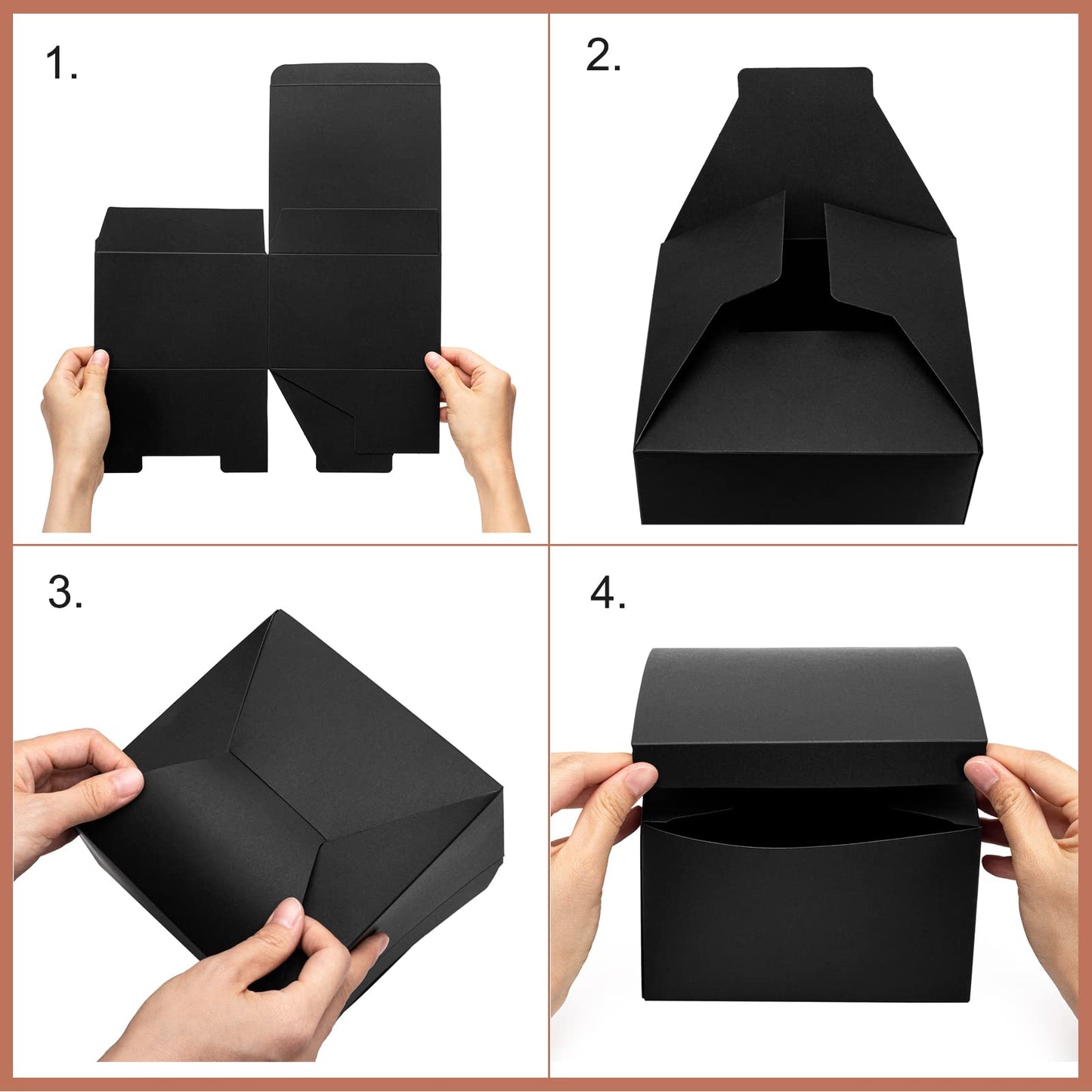 Mcfleet Black Gift Boxes with Lids 8x8x4 Inches 10 Pack Groomsmen Proposal Cardboard Craft Small Gift Box for Christmas, Wedding, Graduation, Holiday, Birthday Presents Packaging