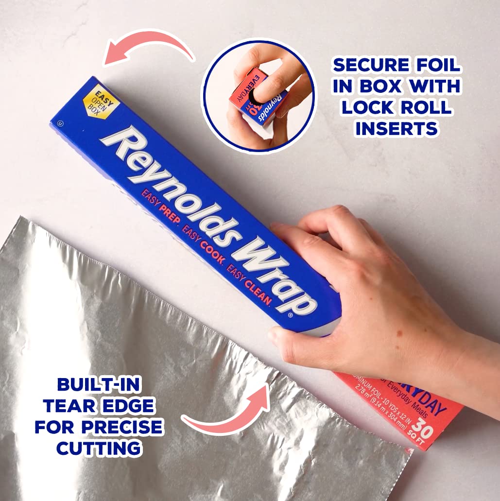 Reynolds Classic Kitchen Foil | Aluminium Foil | Tin Foil for Cooking, BBQ, Roasting | Pack of 3 Rolls, 304mm x 9.14m | Packaging May Vary
