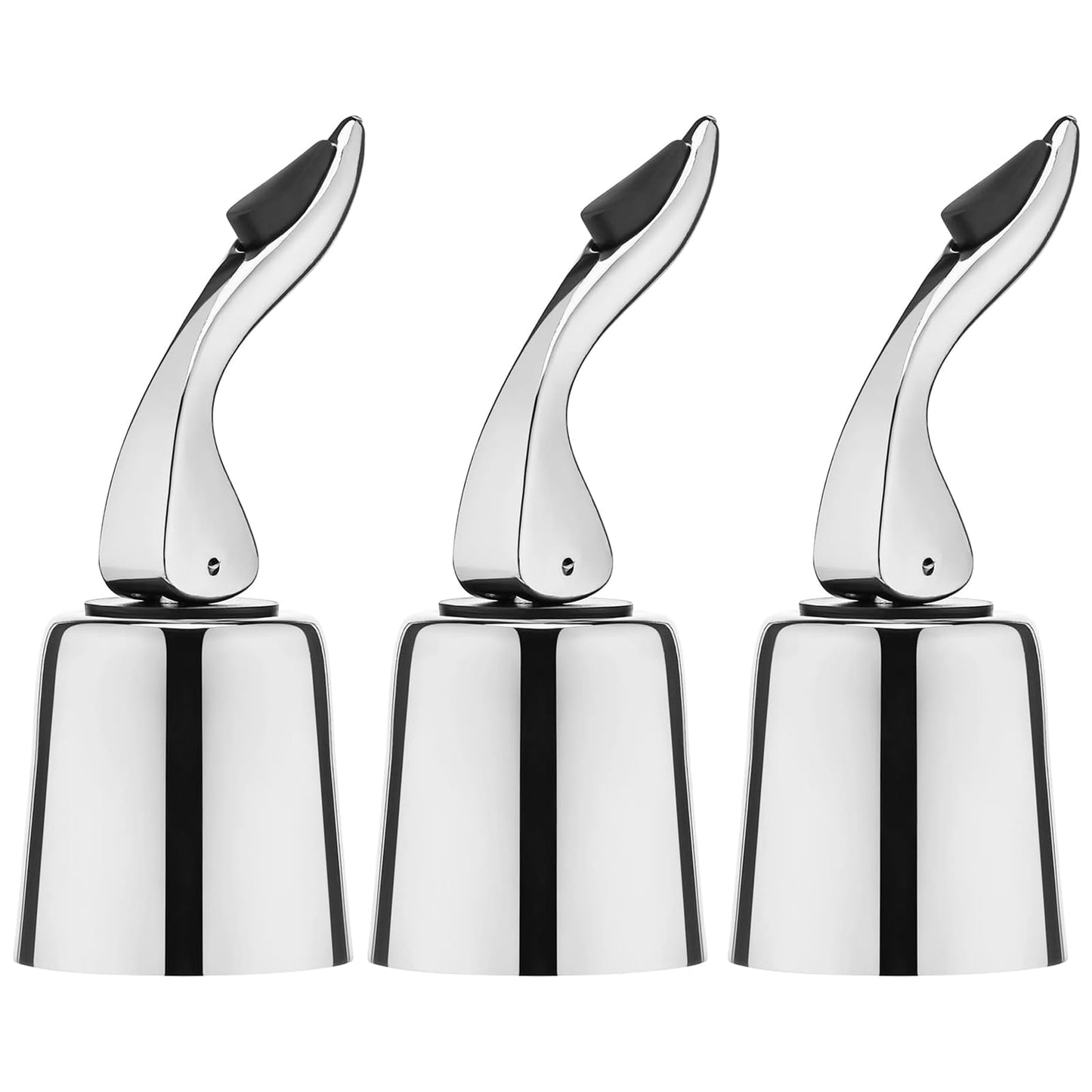 BETTFOR Wine Stoppers for Wine Bottles with Stainless Steel Vacuum Wine Bottle Stopper with Silicone Reusable Wine Corks, Leak proof Keep Fresh Suitable for Red&White Bottle (Silver, 3 Pack)