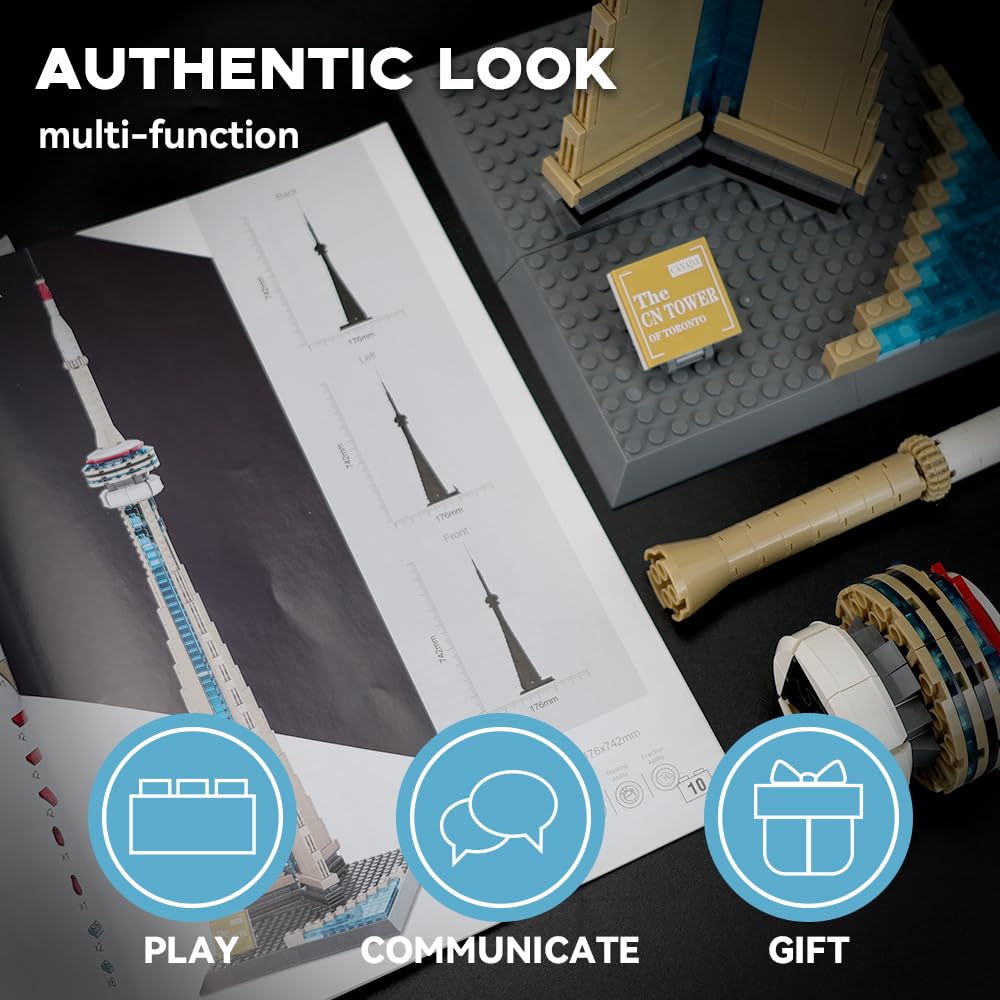 ArtorBricks CN Tower Model Building Kit – 400-Piece Premium Architectural Set, Compatible with Major Brands, Detailed Landmark Replica for Collectors & Hobbyists (28” Tall, 6.9” Base)