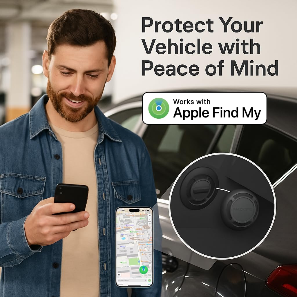 Magnetic Hidden GPS Tracker for Vehicles – 365 Days Battery Life, No Subscription, Car Tracker Device Hidden (iOS Tracker)