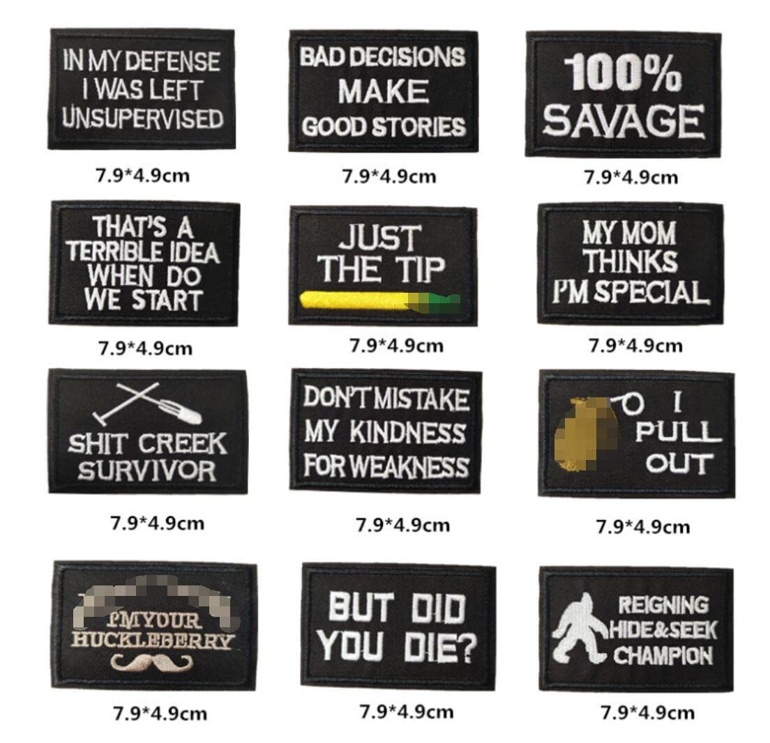 YLY Iron On Patch,40pcs Assorted Funny Slogan Letter Iron on/Sew on Word Embroidered Patches for Motorcycle Biker Vest Backpacks Jeans Jackets Bag Gear Uniform Hat Clothing