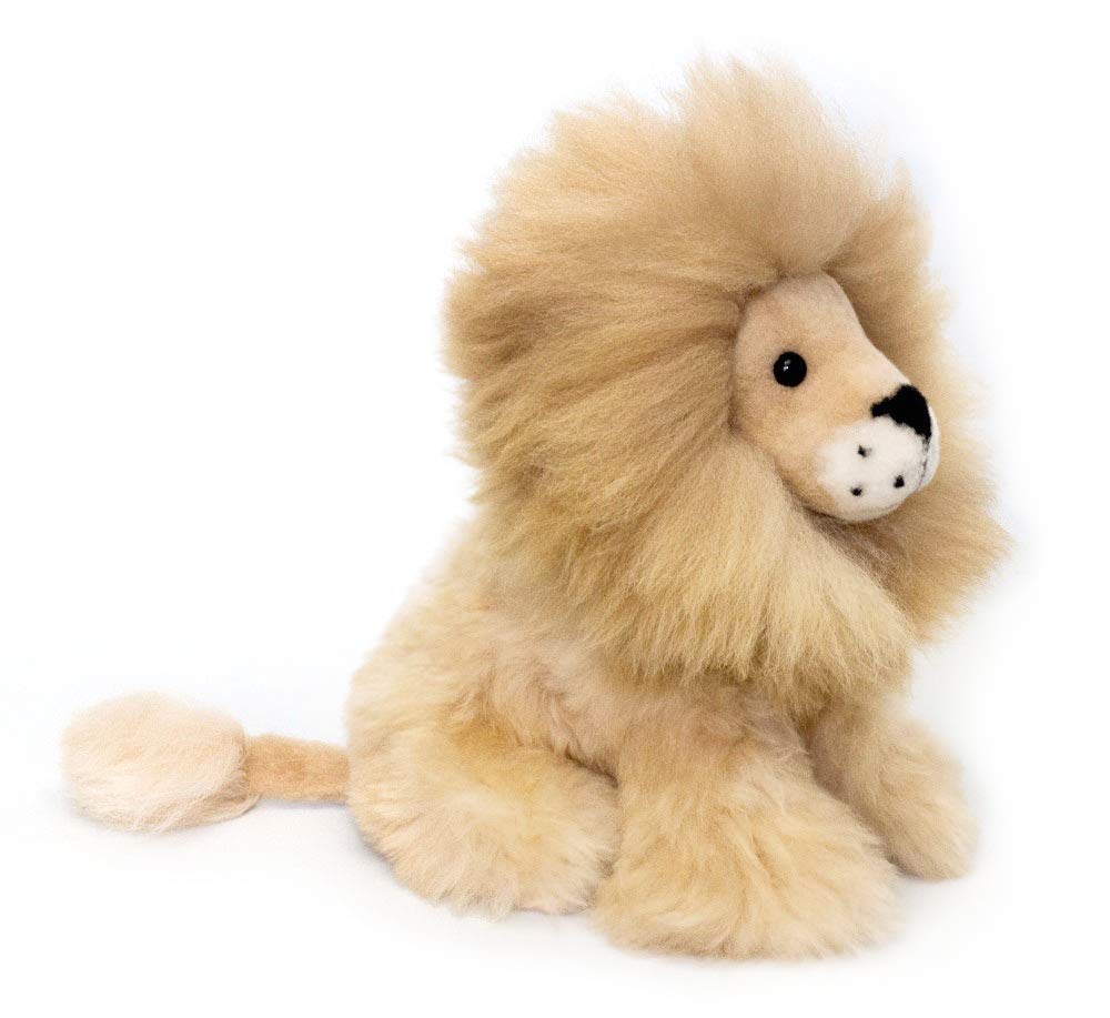 AlpacaNext Lion Handmade on Real Alpaca Wool. Alpaca Stuffed Animal. Soft, Cute and Cuddly Alpaka Plush Toy (11 inches, Beige Mane)