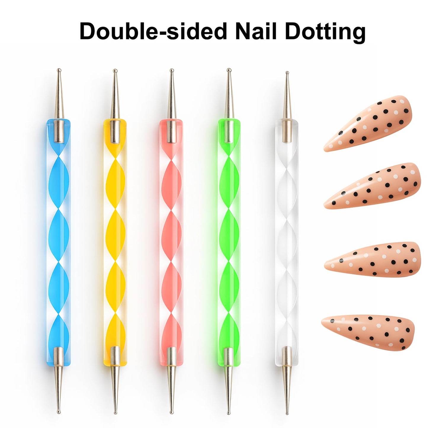 Nail Art Tools Set – 15pcs Nail Brushes, 5pcs Dual-Ended Dotting Pens, Nail Stand & Holder Kit with Brush Rack, Tweezers & Double-Sided Tape for DIY Nail Design & Press On Nails