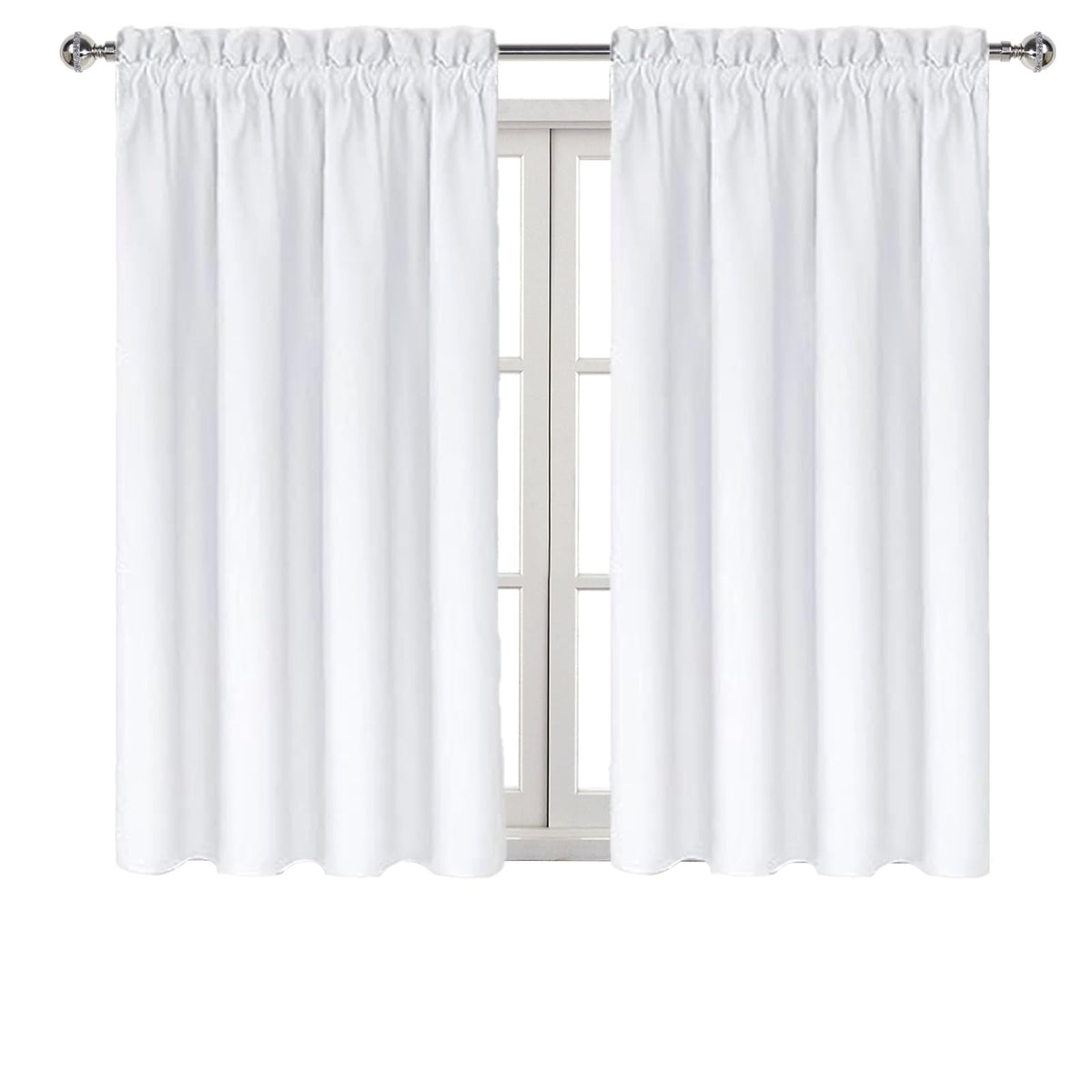 White Curtains 50% Light Blocking for Living Room 45 Inch 2 Panels (2 Count)