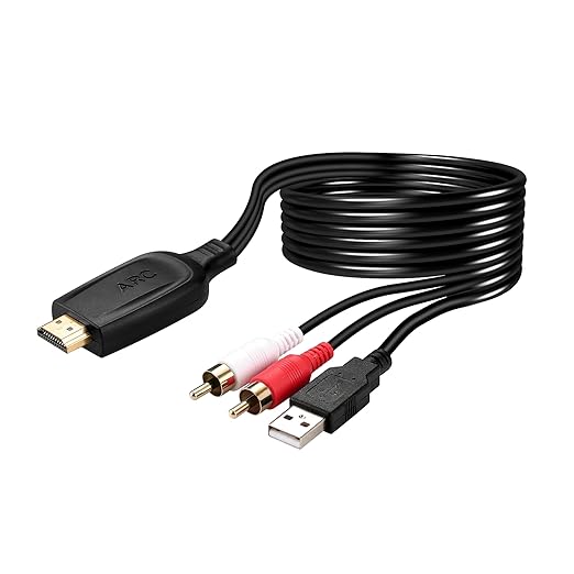 192KHz HDMI ARC to RCA Audio Converter for TV to Soundbar, Plug & Play 3.4ft/1.05m ARC to L/R Stereo RCA Male Cable Audio Extractor Adapter Splitter for Sound System Speaker Home Theater [PCM Only]