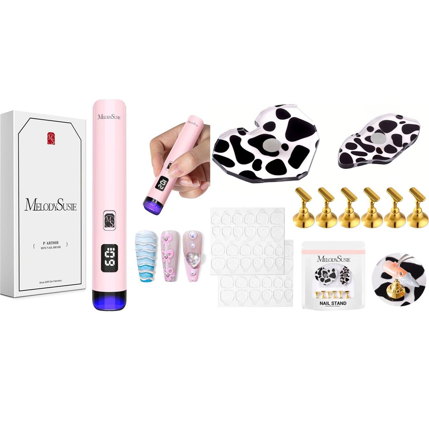 Melodysusie Handheld UV Light for Gel Nails with Nail Stand for Press Ons
