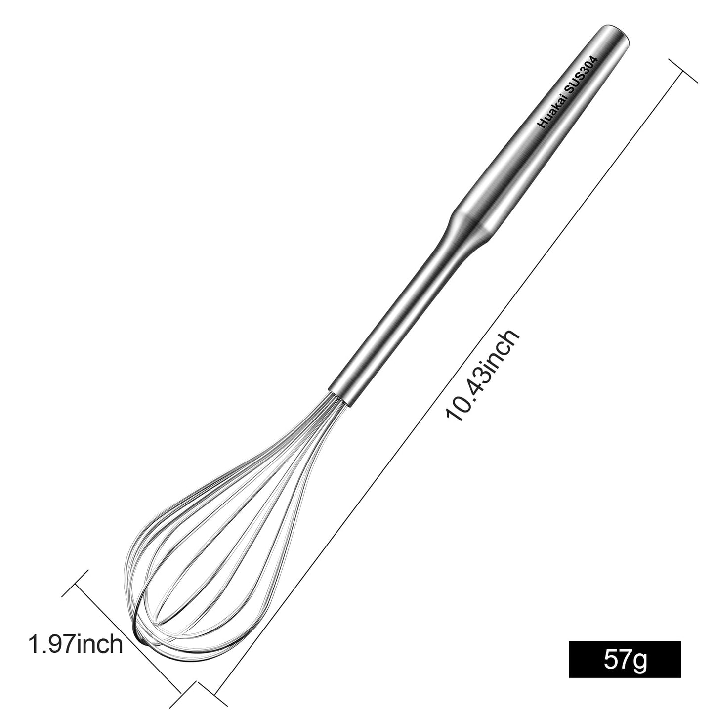 Huakai Stainless Steel Small Whisk for Cooking, 10-Inch Mini Whisk for Cheese, Coffee, Flour, Eggs